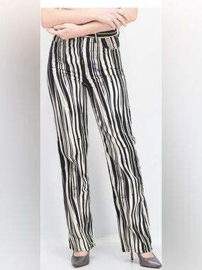Topshop Black cream Striped  jeans Pants size 6/8 28x30